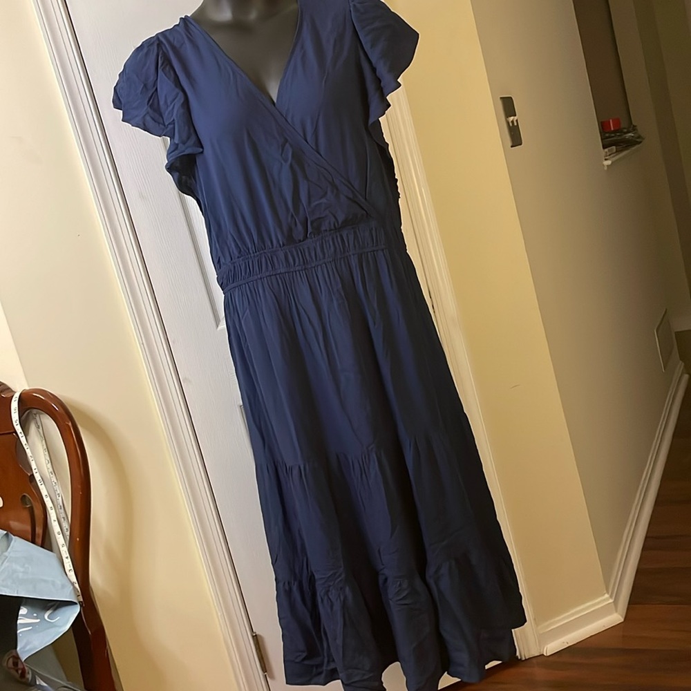 Knox Rose Academy Blue Flutter Sleeves Dress NWT 1X